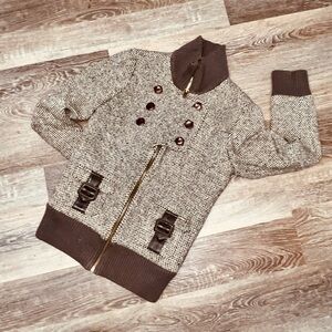 Original Penguin Brown and Cream Bomber Jacket